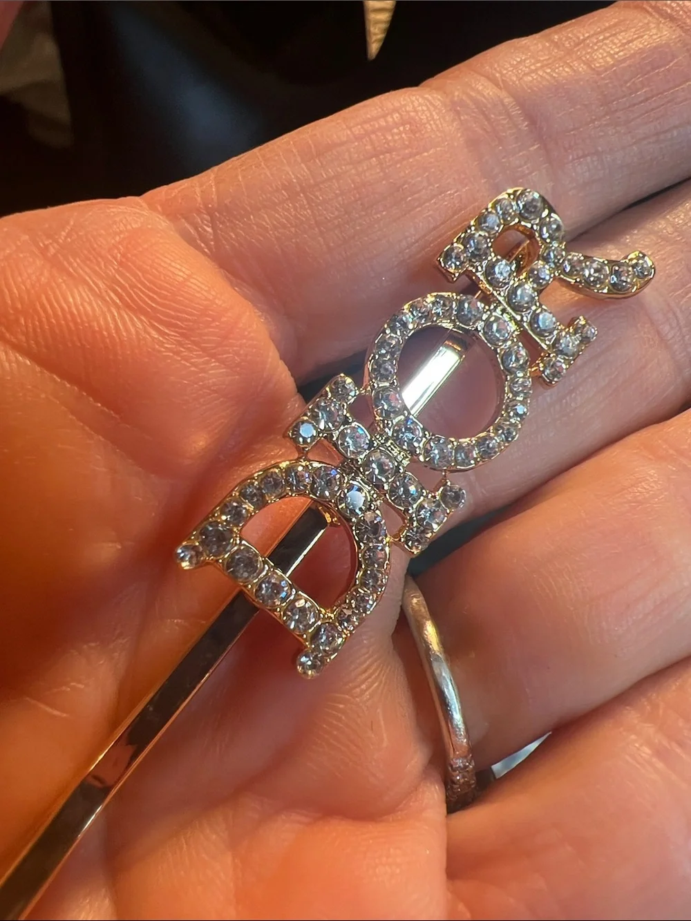 Gold-Tone Crystal Logo Hair Pin